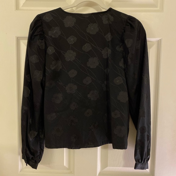 A New Day Silky Black Floral Blouse - Picture 3 of 3